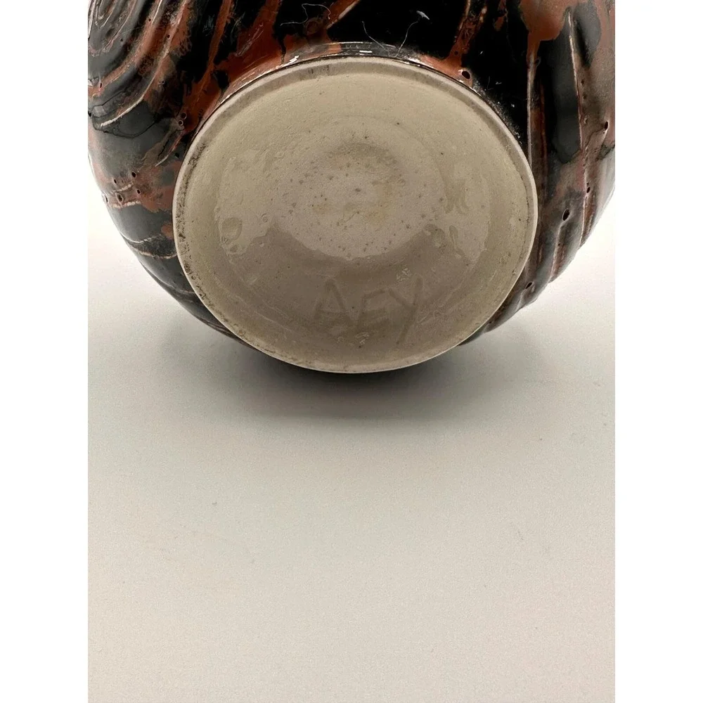 Handcrafted Studio Pottery Jug - Signed AEY Rustic MCM Swirl Glaze Pitcher